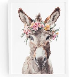 Watercolor Donkey Wall Art Print, Unframed - Charming Farmhouse Decor